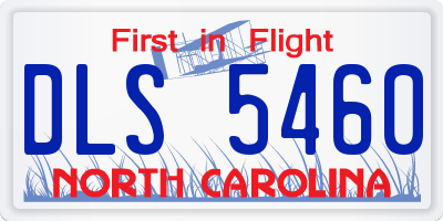 NC license plate DLS5460