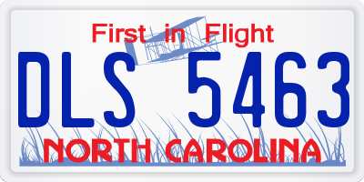 NC license plate DLS5463