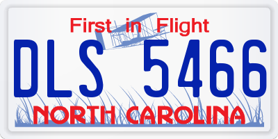 NC license plate DLS5466