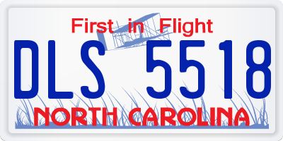NC license plate DLS5518