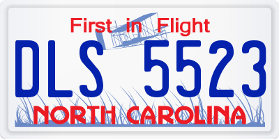NC license plate DLS5523