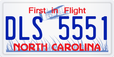NC license plate DLS5551