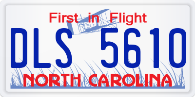 NC license plate DLS5610