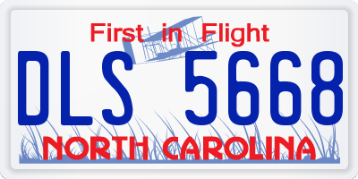 NC license plate DLS5668