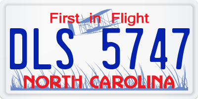 NC license plate DLS5747