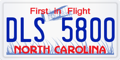 NC license plate DLS5800