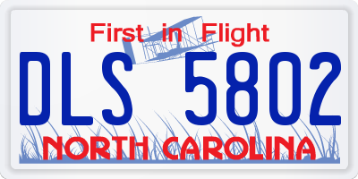 NC license plate DLS5802