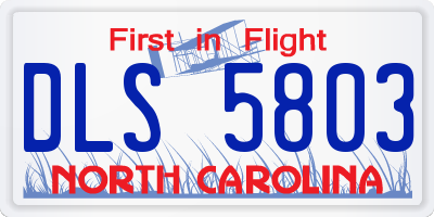NC license plate DLS5803