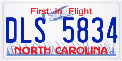 NC license plate DLS5834