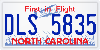 NC license plate DLS5835
