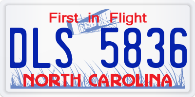 NC license plate DLS5836