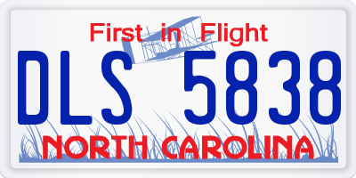 NC license plate DLS5838