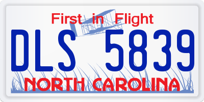 NC license plate DLS5839
