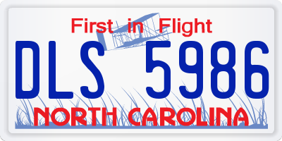 NC license plate DLS5986