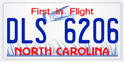NC license plate DLS6206