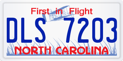 NC license plate DLS7203