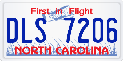 NC license plate DLS7206