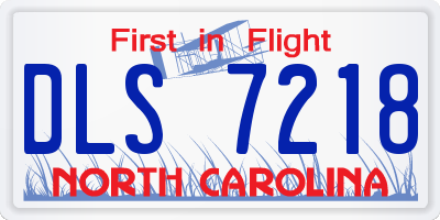 NC license plate DLS7218