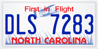 NC license plate DLS7283