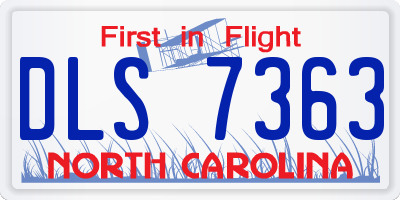 NC license plate DLS7363