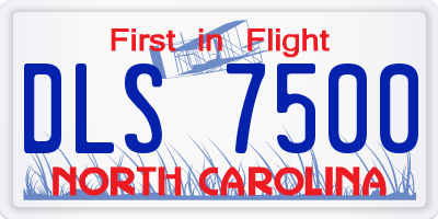 NC license plate DLS7500