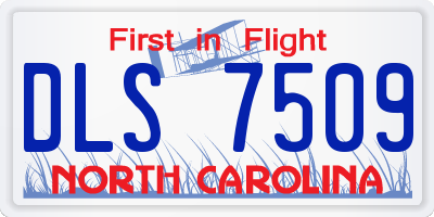 NC license plate DLS7509