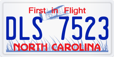 NC license plate DLS7523