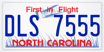 NC license plate DLS7555