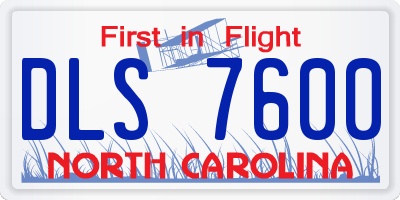 NC license plate DLS7600