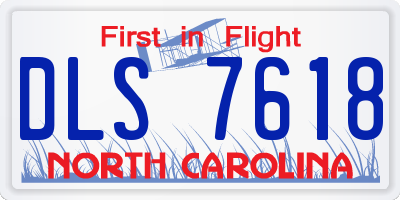 NC license plate DLS7618