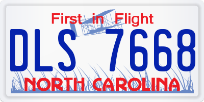 NC license plate DLS7668