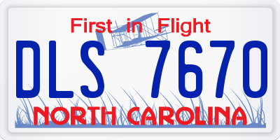 NC license plate DLS7670