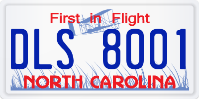 NC license plate DLS8001