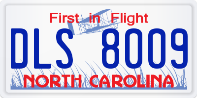 NC license plate DLS8009