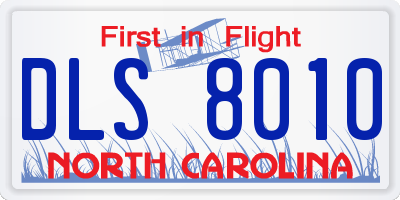 NC license plate DLS8010