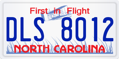 NC license plate DLS8012