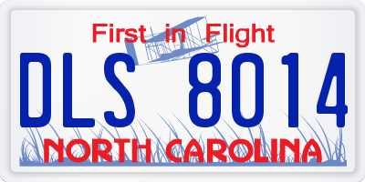 NC license plate DLS8014