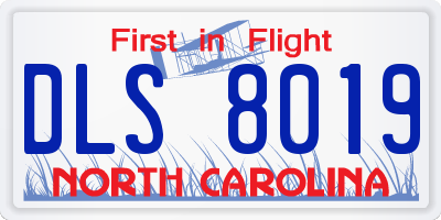 NC license plate DLS8019