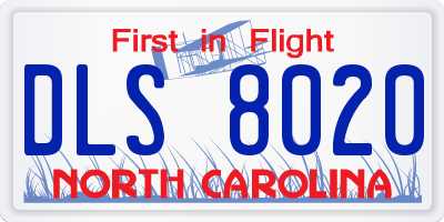 NC license plate DLS8020