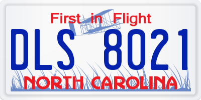 NC license plate DLS8021