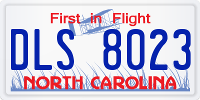 NC license plate DLS8023