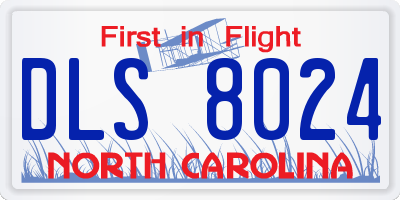 NC license plate DLS8024