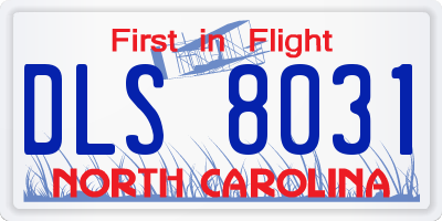 NC license plate DLS8031