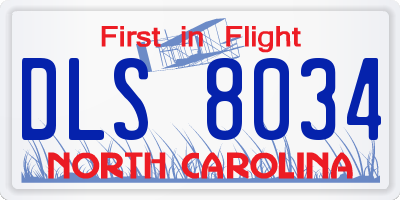 NC license plate DLS8034