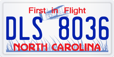 NC license plate DLS8036