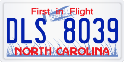 NC license plate DLS8039