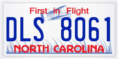 NC license plate DLS8061