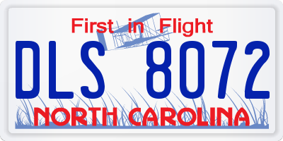 NC license plate DLS8072