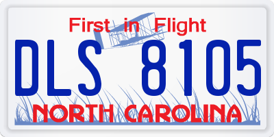 NC license plate DLS8105