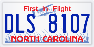 NC license plate DLS8107